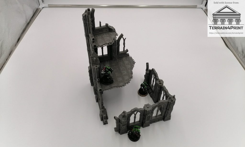 3 Story Gothic Ruin for table top war gaming Assembled Top Down 2