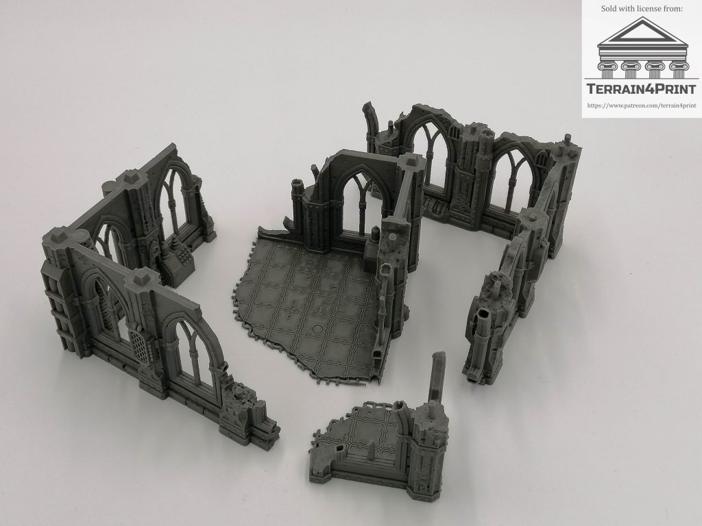 3 Story Gothic Ruin for table top war gaming Disassembled