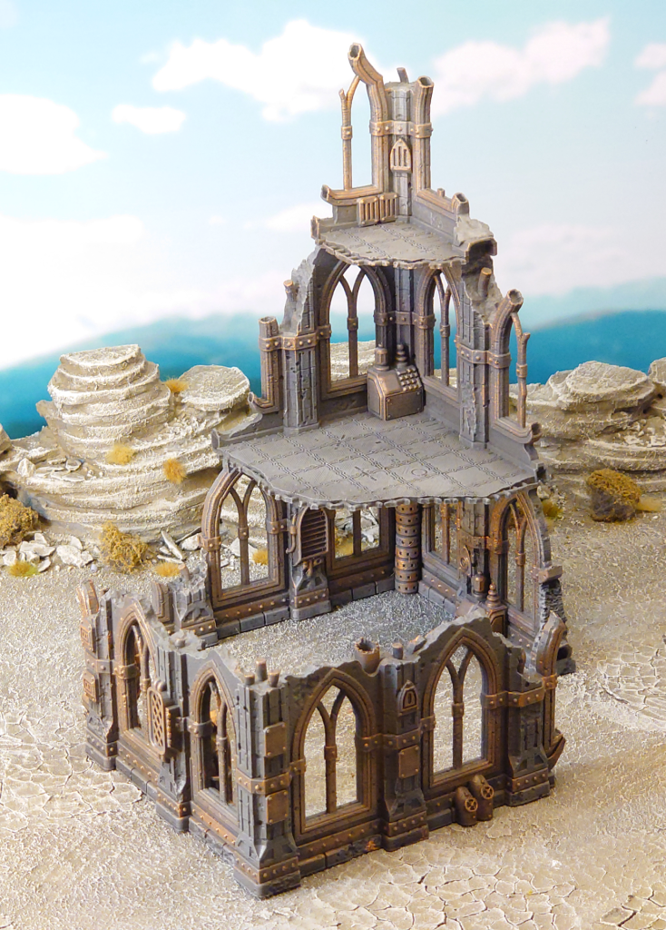 3 Story Gothic Ruin for table top war gaming Painted