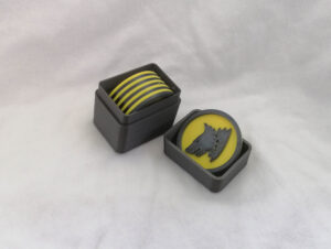 40mm Objective Marker Case Shown in Black with Space Wolves Markers Inside