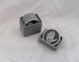 40mm Objective Marker Case Shown in Silver with Space Wolves Markers Inside