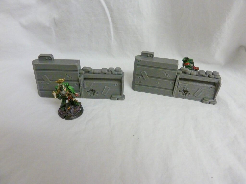 2 Defensive barricade terrain scatter pieces front view