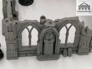 Gothic Scifi Ruin Building for 28mm Tabletop Wargaming Statue Close up