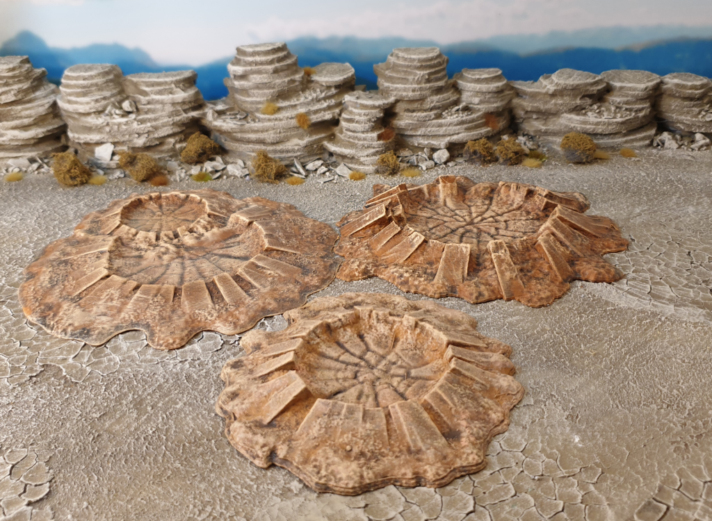 Battleground Crater Set Difficult Terrain Pieces Painted for Table Top War Gaming