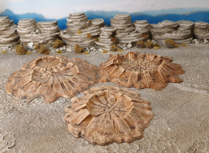 Battleground Crater Set Difficult Terrain Pieces Painted for Table Top War Gaming