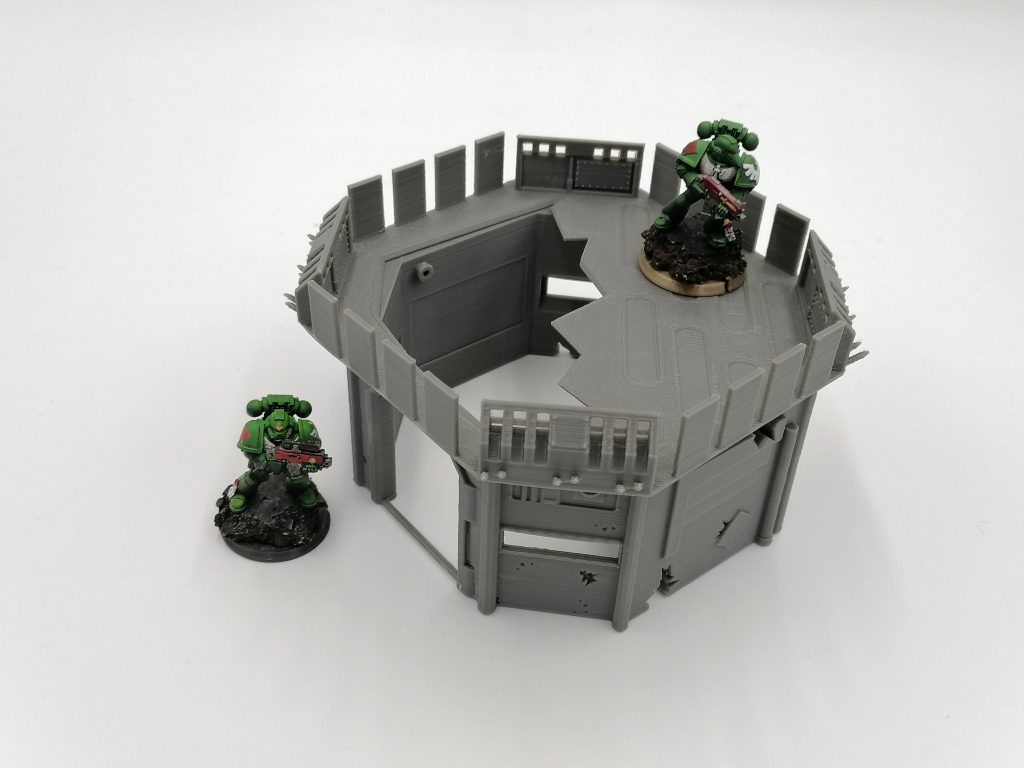 Communication Outpost Terrain Piece for 28mm Table Top Wargamming with Troops Around It