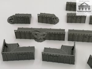 Close up of Trench Line Modular Barricade Set in Separate Individual Pieces 1